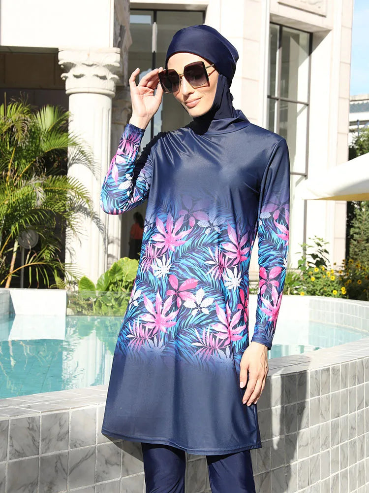 3/4PCS Muslim Burkini Women femmes Swimming Suit Modest Swimwear Islamic Long Sleeve Full Cover Hijab , Quick Drying, UPF50+