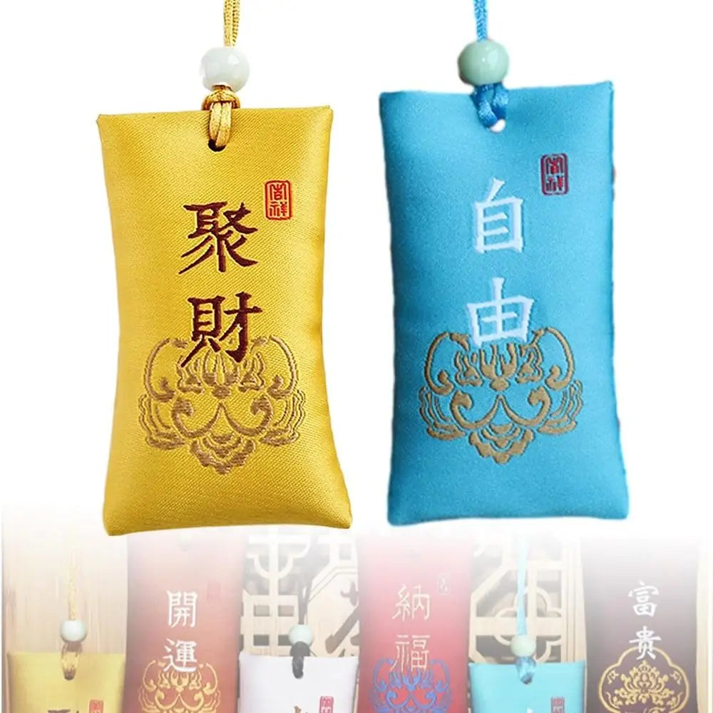 Lucky Spiritual Salt Pouch Spiritual Salt with Sachet Buddhist Spiritual Salt Pouch Necklace Amulet Blessing Sachets Pendant