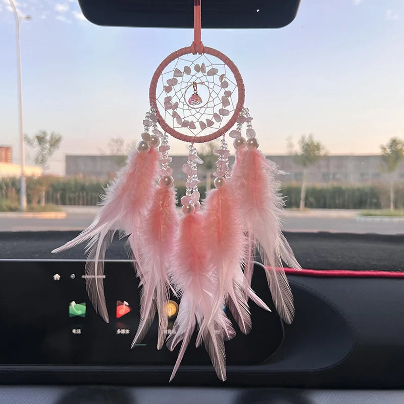 Car Interior Backpack Pendant Dream Catcher Crystal Stone Exquisite Interior Pendant Feather Dream Catcher Wind Chimes