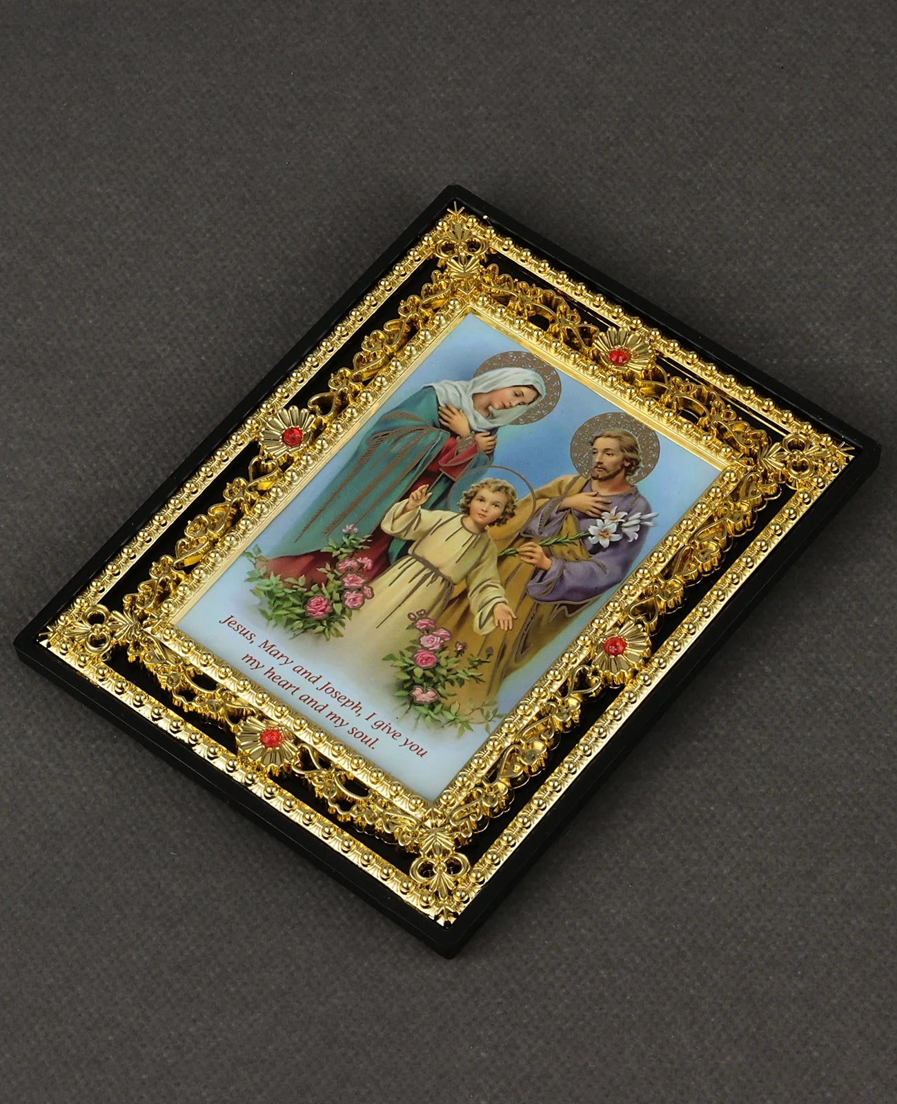 Immaculate Heart Virgin Mary St.Michael Icons Figurine Holy Family Icon Square Frame Church Home Tabletop Decoration Collection