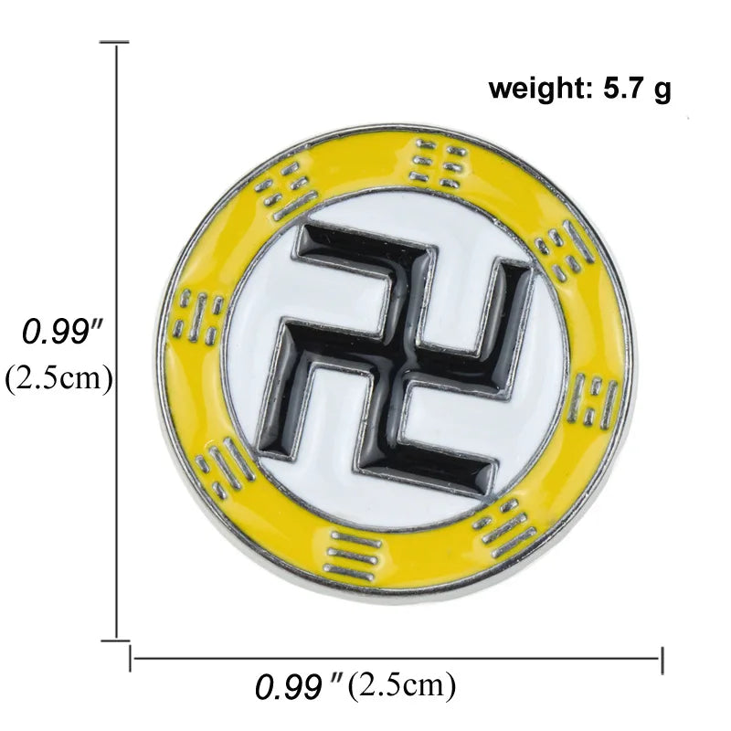 Swastika Yin Yang Tai Chi Bagua Brooch Religious Buddhist Zinc Alloy Yoga Amulet Clothing Backpack Hat Accessories Gift