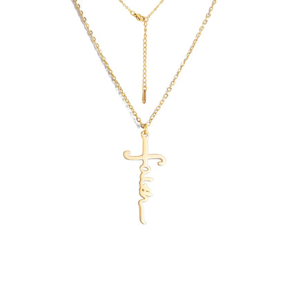 Unift Christian Faith Heart Necklace for Women Stainless Steel Vintage Religious God Bless Prayer Wedding Jewelry Gift Wholesale