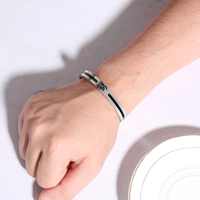 Vnox AUM OM Bangle Bracelet Men Women Stainless Steel Yoga Meditation Jewelry