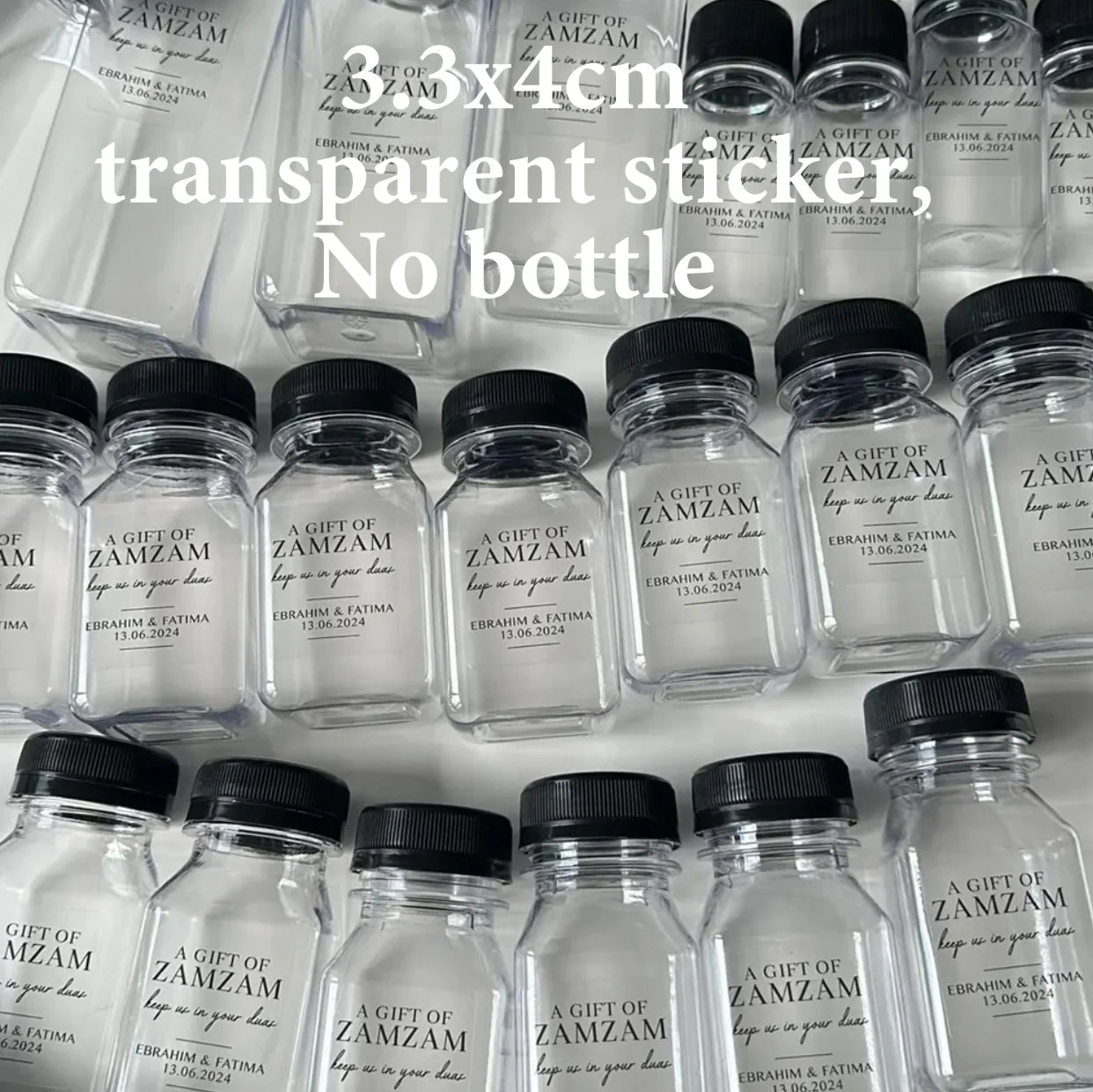 100pcs Custom A Gift Of Zam Zam Sticker Water Bottle Label Wedding Favours Hajj Umrah Mubarak Nikkah Adhesive Guest Gift Baptism