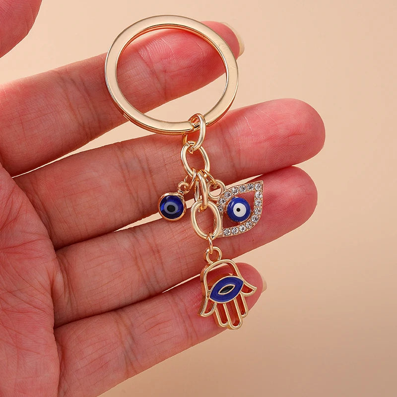 Fashion Metal Evil Eye Keychain for Car Key Women Men Handbag Pendant Keyring Accessories DIY Jewelry Gifts