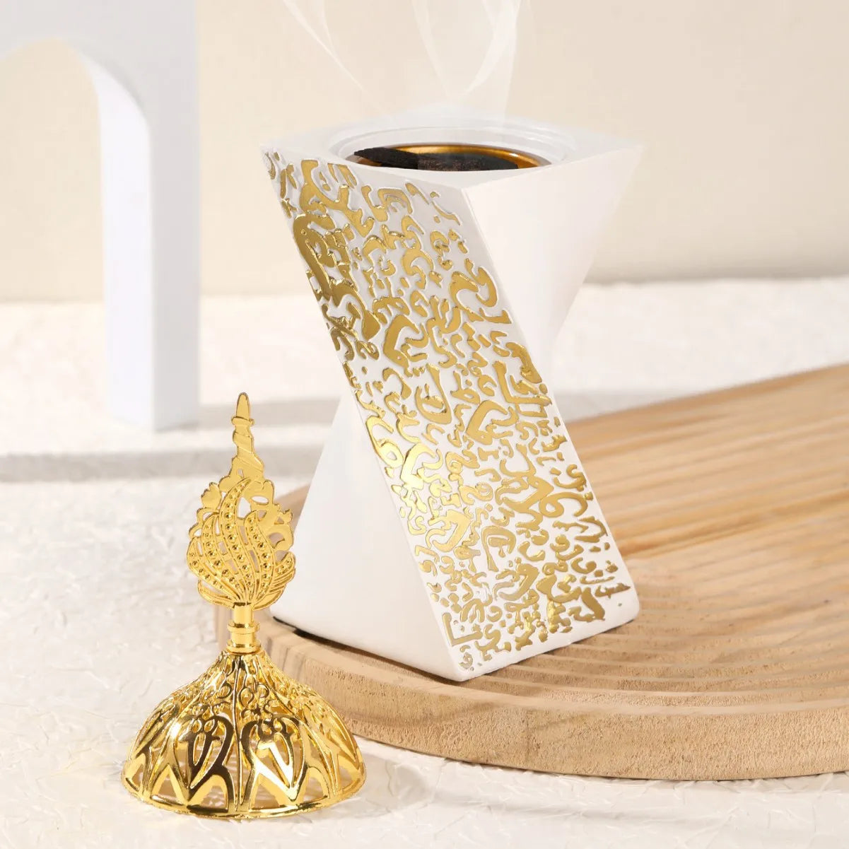 Exquisite rotating square household incense burner decoration ornament black and white incense burner ornament