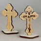 Wooden Jesus on Cross Stand Decoration Christian Crucifix Jesus Christ Crosses Icon Ornament Church Desktop Display Crafts Gift