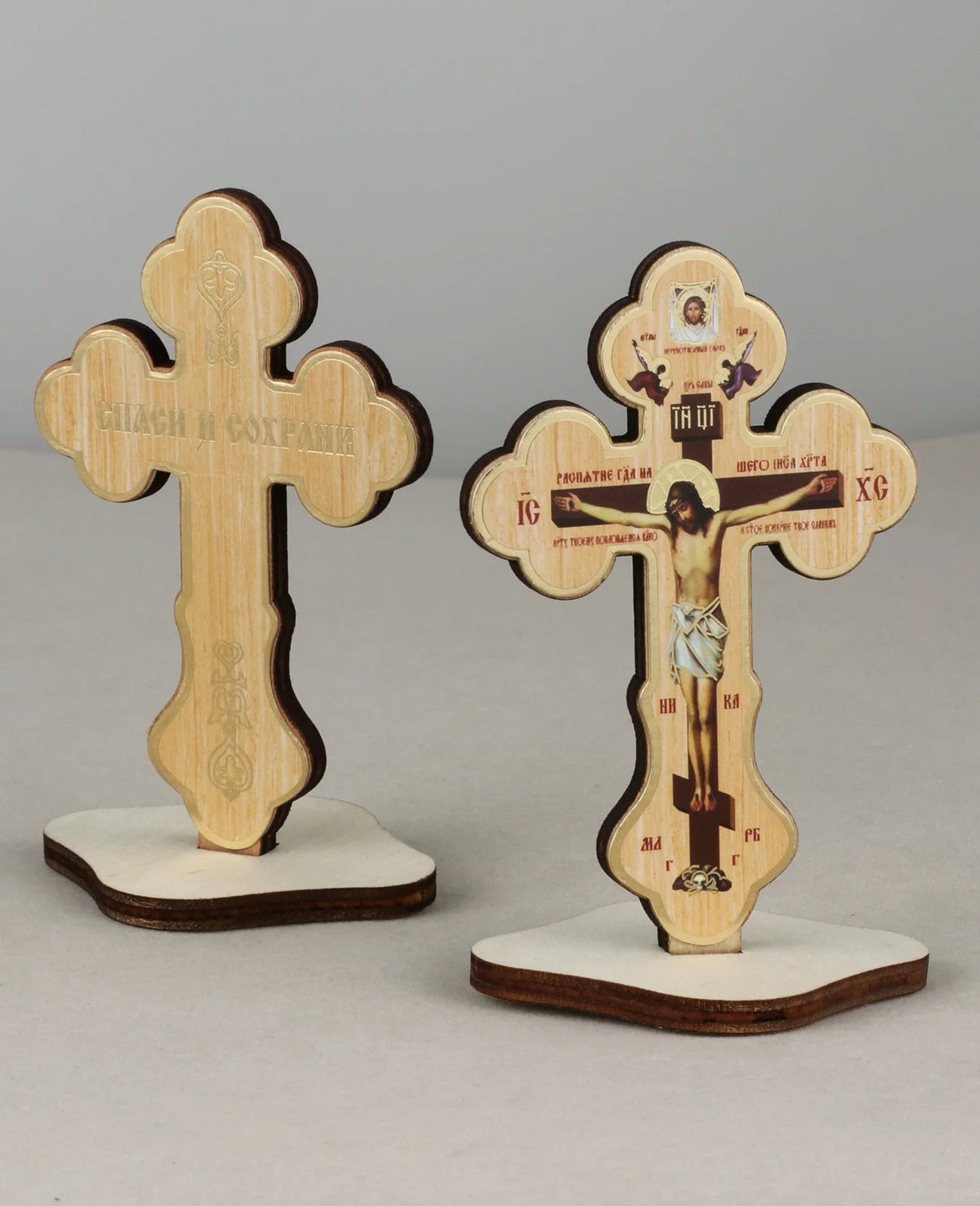 Wooden Jesus on Cross Stand Decoration Christian Crucifix Jesus Christ Crosses Icon Ornament Church Desktop Display Crafts Gift