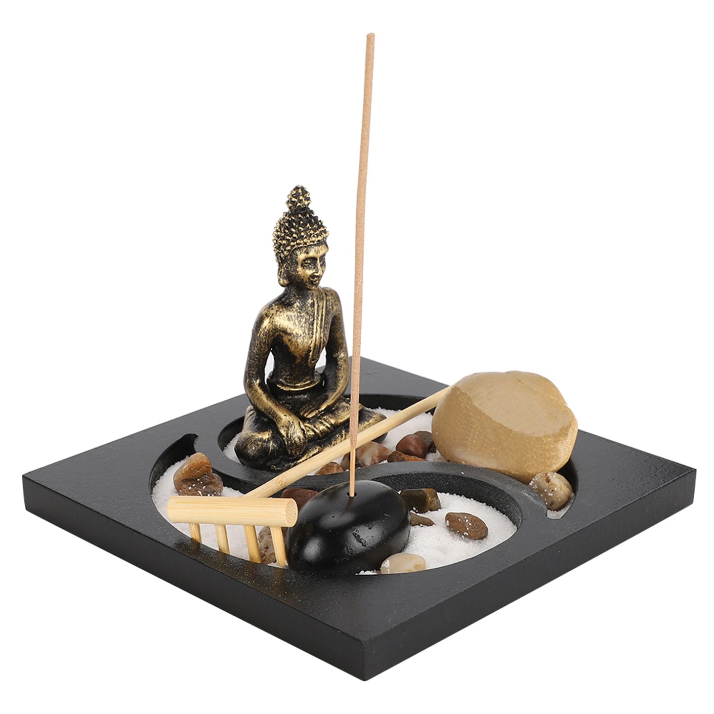 Buddha Sand Tray Zen Garden Decor Resin Craft Home Ornament for Living Room Desktop Meditation Focus Innovative Mindful Gift