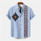 Men's shirt ethnic style 3D printing henley shirt, men's fashion button down collar short sleeve, high quality men's tops