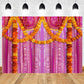 Indian Traditional Photography Background Marigold Green Leaf Hindu Indian Wedding Holi Flowers Garland Anniversary Backdrops