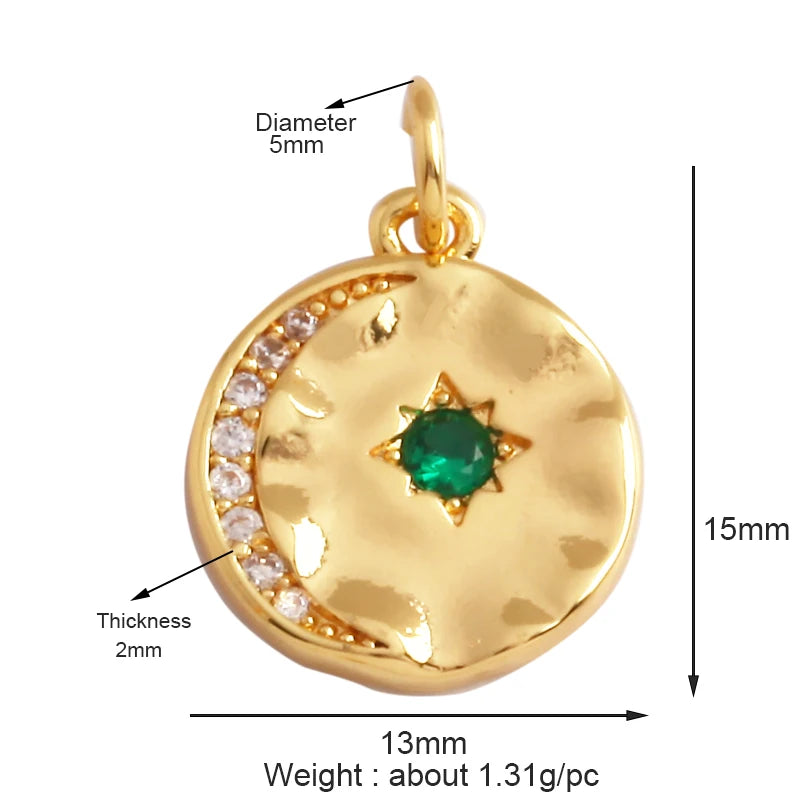 Trendy Shining Moon Star Sun Tellurion Celestial Compass Charm Pendant Gold Colour, Jewelry Necklace Bracelet Making Supply S39