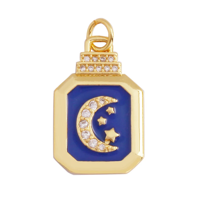 Trendy Shining Moon Star Space Celestial Compass Charm Pendant in Gold Colour , Jewelry Necklace Bracelet Making Supplies M71
