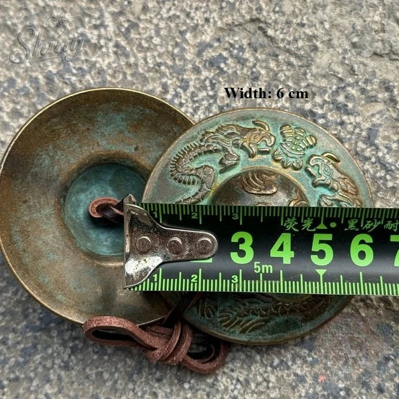 Antique Tibetan Tingsha Cymbals Sanskrit Brass Chime Bells Meditation Gong for Spiritual Healing Mindfulness Yoga Buddhist