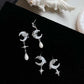 Fashion Asymmetric Shiny Star Moon Drop Earrings for Women Exquisite Metal Crystal Pearl Earrings Aesthetic Jewelry Accessories