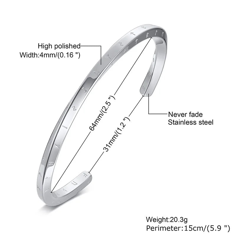 Vnox Retro Nordic Viking Cuff Bangle Bracelets for Men, Stainless Steel Mobius Norse Mythology Runes Amulet Jewelry Dad Gfit