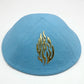 19cm Linen Kippah with Flashing Fire Symbol for Men Yamaka Hat Kippot Kipa Kipot Black White Color