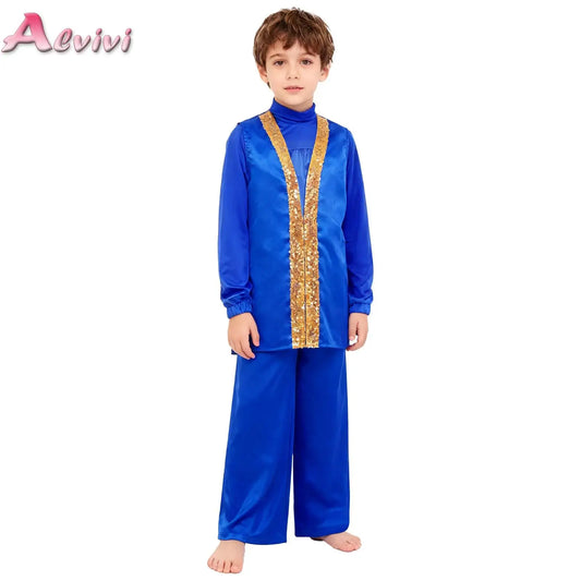 Boys Girls Church Choir Worship Praise Dance Outfit Long Sleeve Top+Robe+Pants Halloween Christian Pastor Priest Cosplay Costume