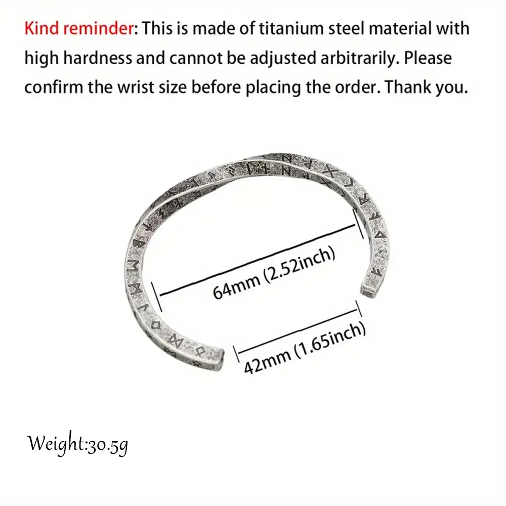 Trendy Charm Viking Nordic Runes C-Shaped Bracelet for Men Women Stainless Steel Classic Mobius Opening Bracelet Amulet Jewelry