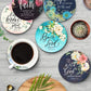 6 pcs 2D 4in Wooden Coasters Bible Verses and Floral Patterns Theme Desktop Insulation Mats Home Decor Coffee Mug Coasters