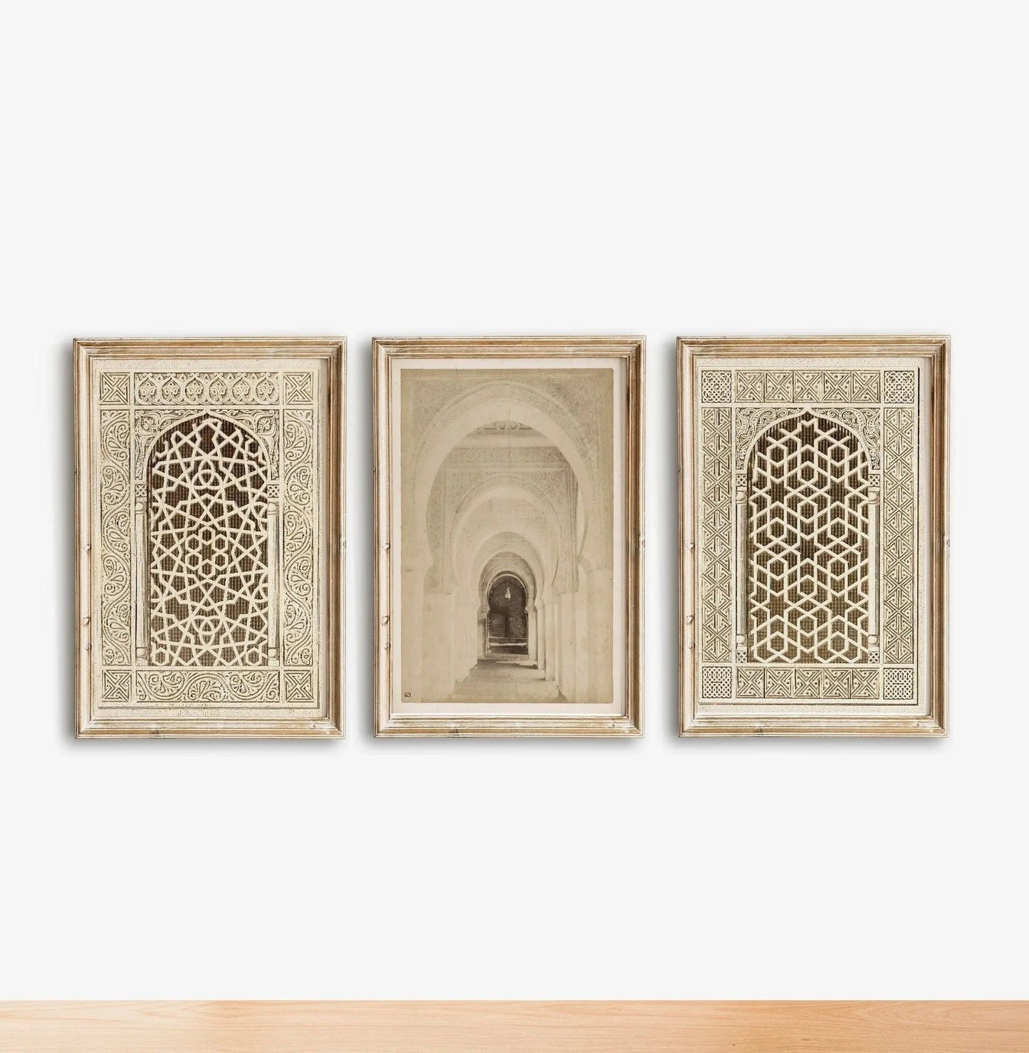 3pcs/set Islamic Mosque Window Canvas Posters Muslim Architectural Geometry Wall Art Prints for Middle Eastern Home Decor Gifts·