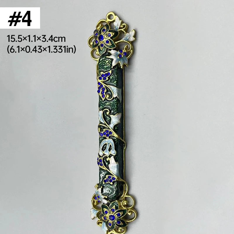 Jewish Mezuzah Case Cover Home Blessing Door Ornaments Delicate Enamel Flowers Embellished Crafts Jewish Traditional Holy Gifts