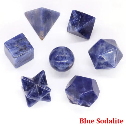 7Pcs Platonic Solid Sacred Stones Geometry Set Natural Crystals Reiki Healing Chakra Gemstones Lucky Home Decoration Gifts