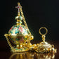 HTISOK Eastern Orthodox Church Censer with Bells Gold Plated Thurible with Enamel for Religious Rituals Church Hanging Censer