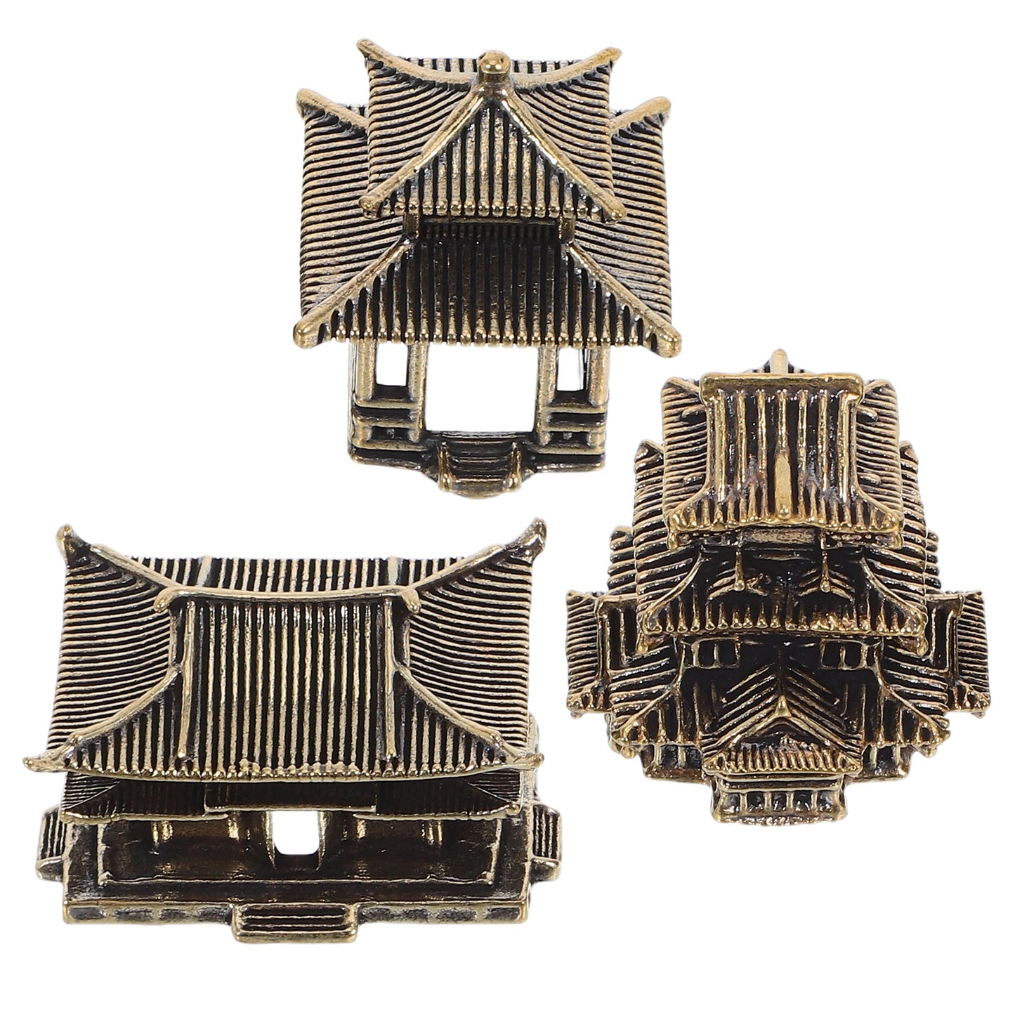 3pcs Brass Tiny Pagoda Model Zen Garden Decor Miniature Asian Ornaments For Aquarium Landscaping Japanese Style Lantern