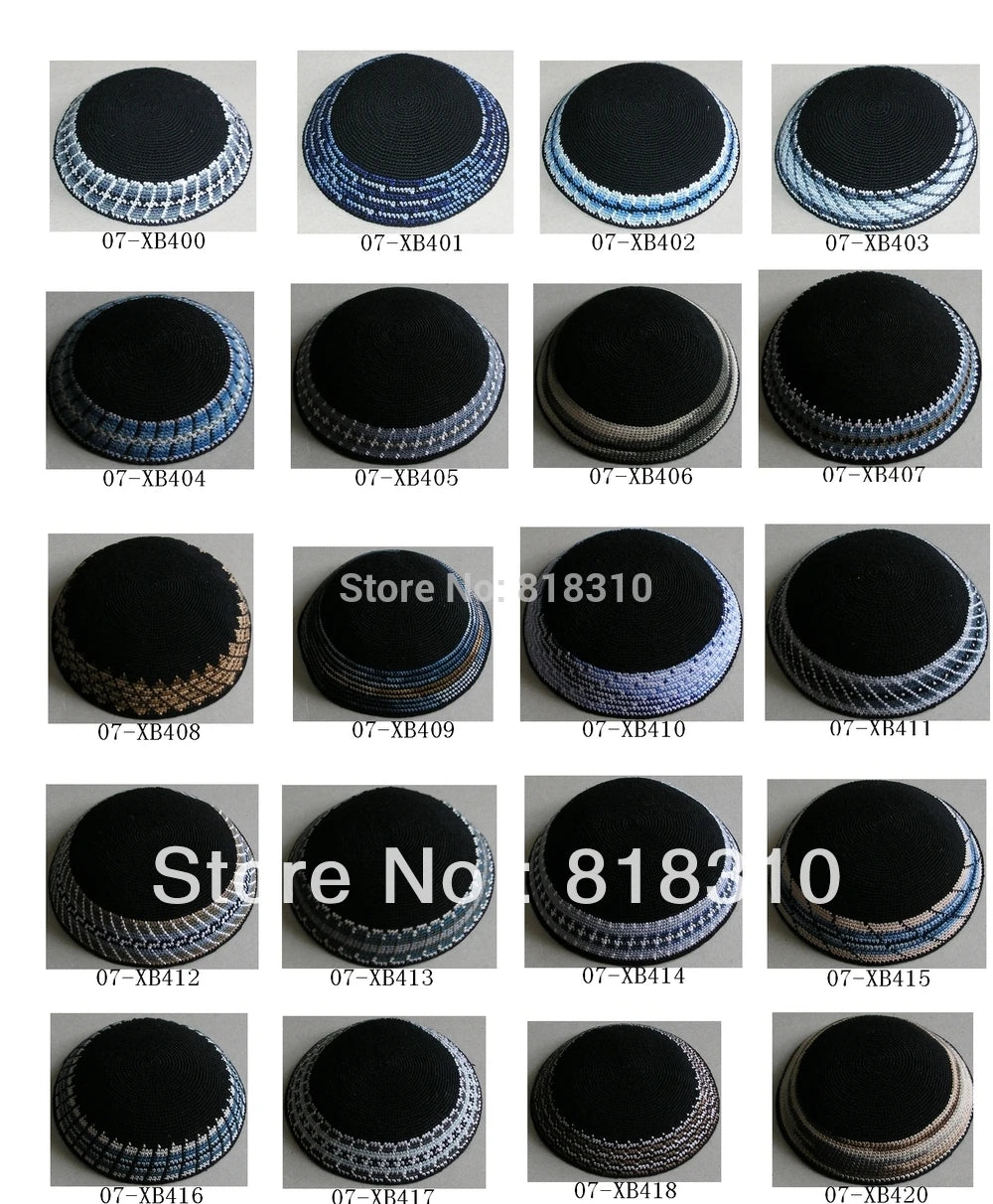 HIGH QUALITY HANDMADE KNITTED YARMULKE KIPPAH WHITE TOP PRICE PER PIECE