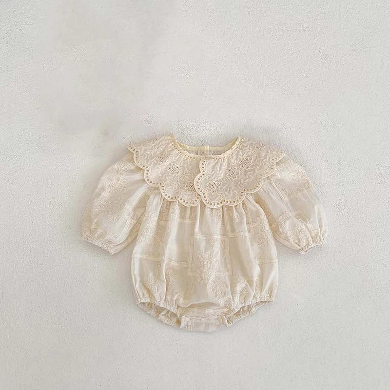 2026 Spring Princess Infant Baby Girl Bodysuit Sisters Dress Flower Embroidery Dress For Infant Sibling Girls Toddler Outfit