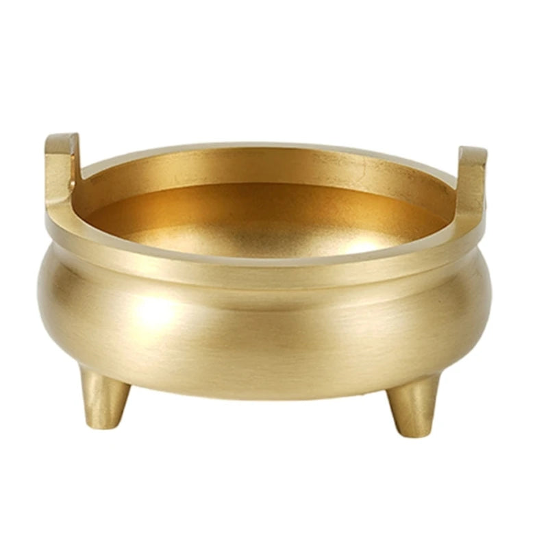 XX9B Elegant Brass Incenses Burners with Tripod Base Censers for Religious Ceremonies Home Worship Setting for Prayer