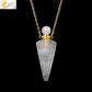 Crystal Perfume Necklace Natural Stone Cone Pendant Healing Clear Quartz Pendants Essentials Oil Diffuser Vial Necklaces H119