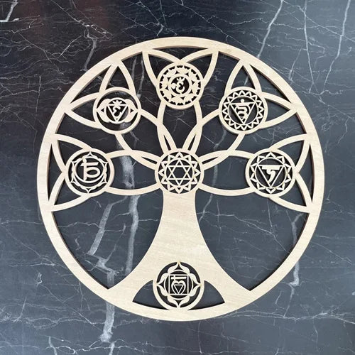 Wooden Flower Of Life Natural Symbol Sacred Geometry Ornaments Home Decoration Chakra Carved Coaster Wood Sign Wall Kitchen DIY