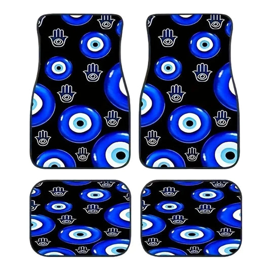 4pcs Car Floor Mats with Evil Eye Graphics - High Quality 3D Printing, Perfect for All Seasons, Great Gift for Men And Women