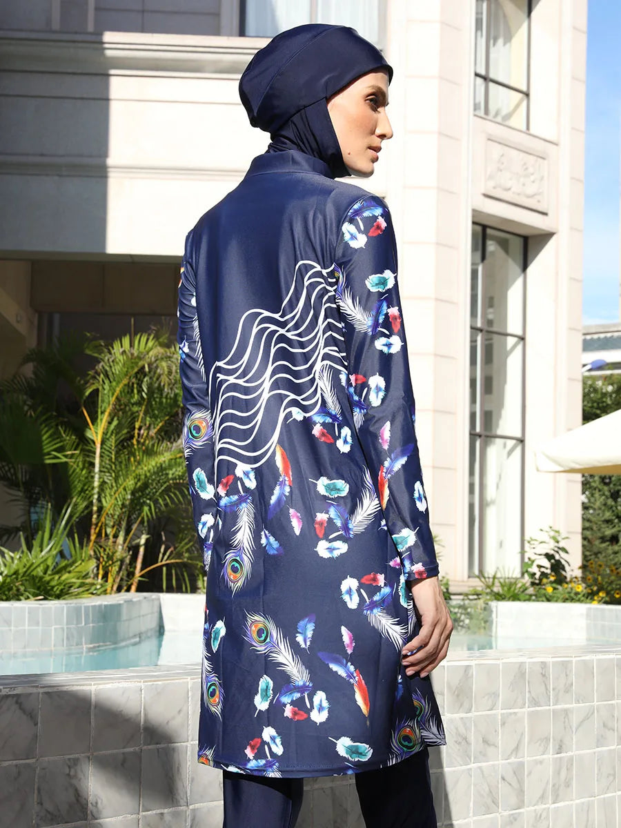 3/4PCS Muslim Burkini Women femmes Swimming Suit Modest Swimwear Islamic Long Sleeve Full Cover Hijab , Quick Drying, UPF50+