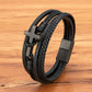 XQNI New Cross Men's Leather Bracelets Stainless Steel Magnet Clasp Charms Fashion Punk Bangle Homme Christian Jewelry Gifts