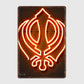 Khanda Neon Sign Religious Poster Metal Sign Club Pub Custom Bar Bedroom Indoor Decor Posters Home Wall Decor Room Decoration