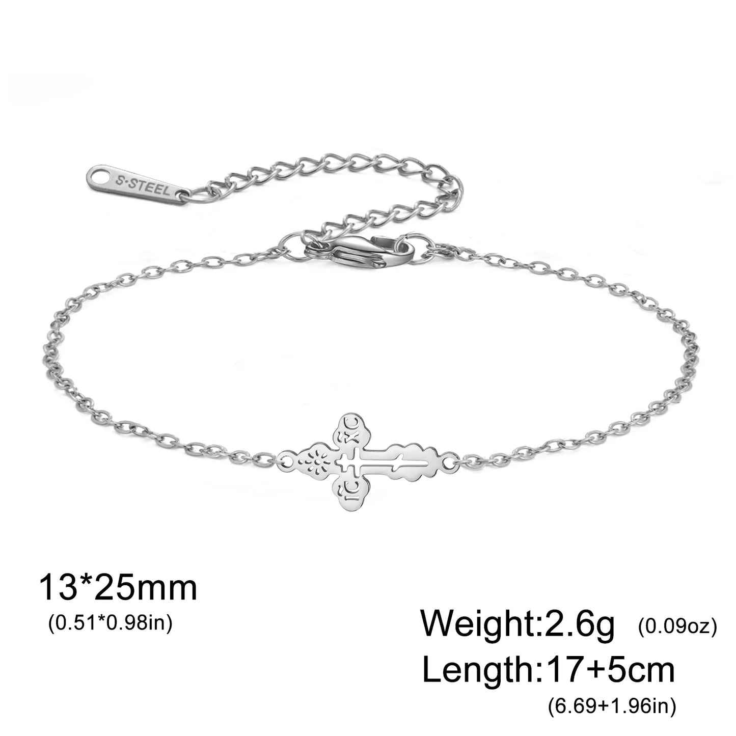 Dawapara Orthodox Bracelet for Women Men Vintage Faith Charm Bracelet Spiritual Gift Stainless Steel Religious Christian Jewelry