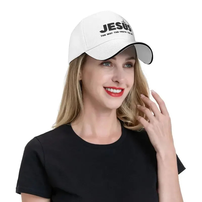 Jesus Christ The Way The Truth The Life Baseball Cap Sun Protection Adjustable Religion Cross Christian Faith Dad Hat