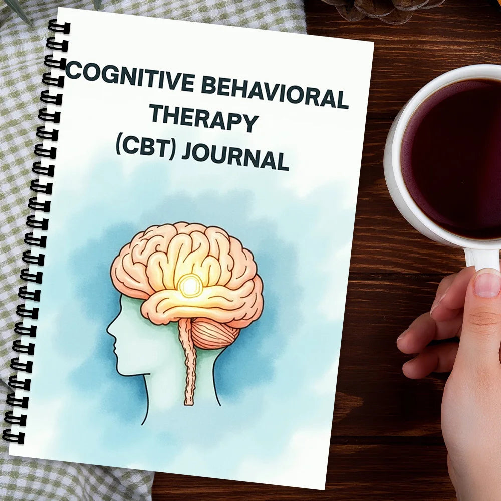 1SET Spiral Notebooks CBT Therapy Emotional Wellness Journal, Brain-Illustrated Mental Health Notebook, Spiral Binding, Cognitiv