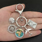 New ideas Earth plane keychain pendant earth compass personality memorial key ring gift for travel lovers