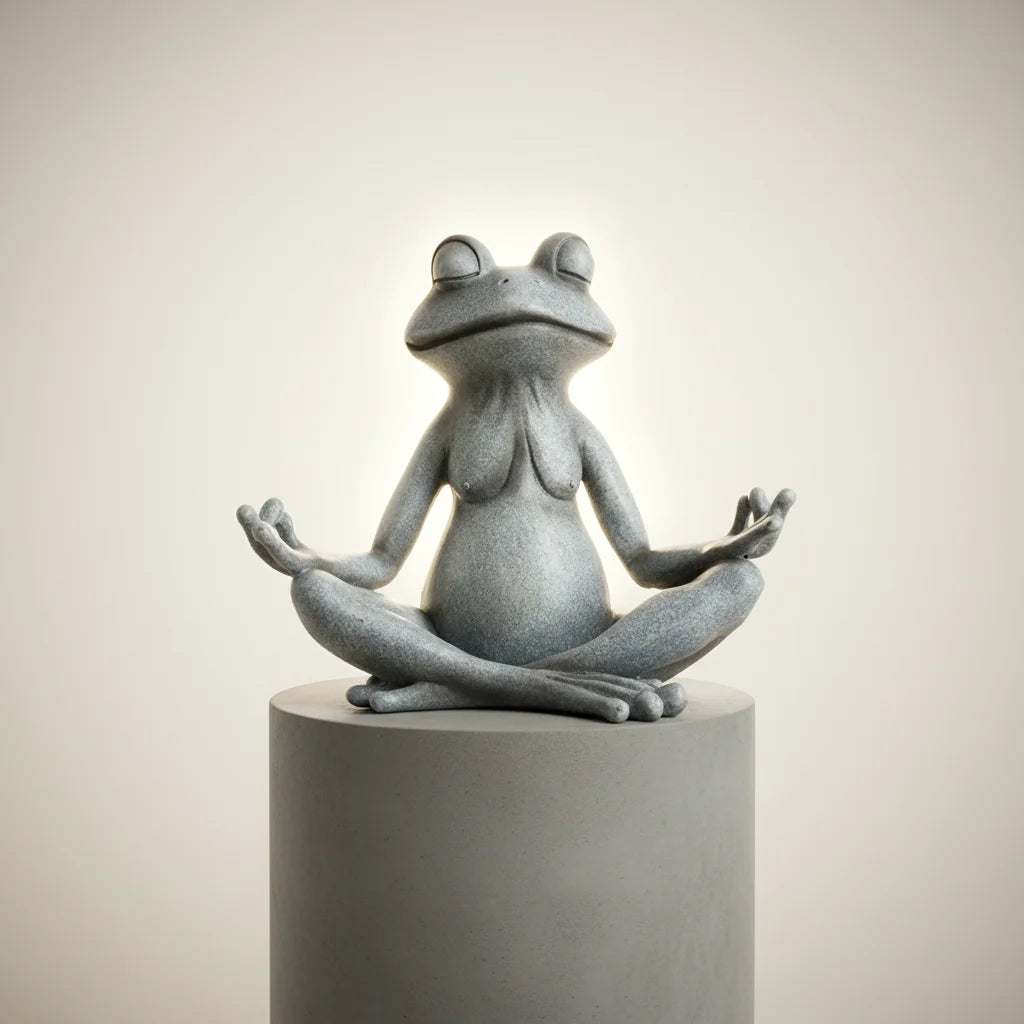 VILEAD Original Design Meditating Frog Sage Resin Zen Artistic Figurine Decorative Garden Statue Home Office Desk Decor