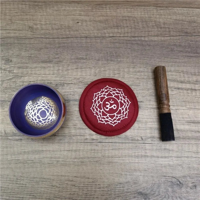 Buddhist Sound Bowls Therapy Meditation Mindfulness Yoga Ornaments Colorful Nepal Tibetan Singing Bowl Chakras Handmade Copper