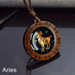 12 Zodiac Signs Rope Chain Necklace Aries Taurus Gemini Cancer Leo Virgo Libra Scorpio Constellation Necklace Wooden Pendant