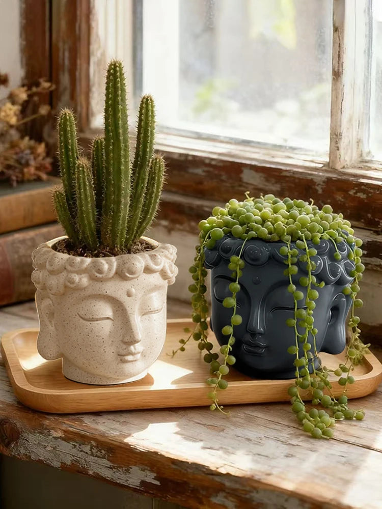 Creative Buddha Statue Flowerpot Green Potted Plants Container Home Courtyard Garden Decor Resin Handicrafts Ornament Gift