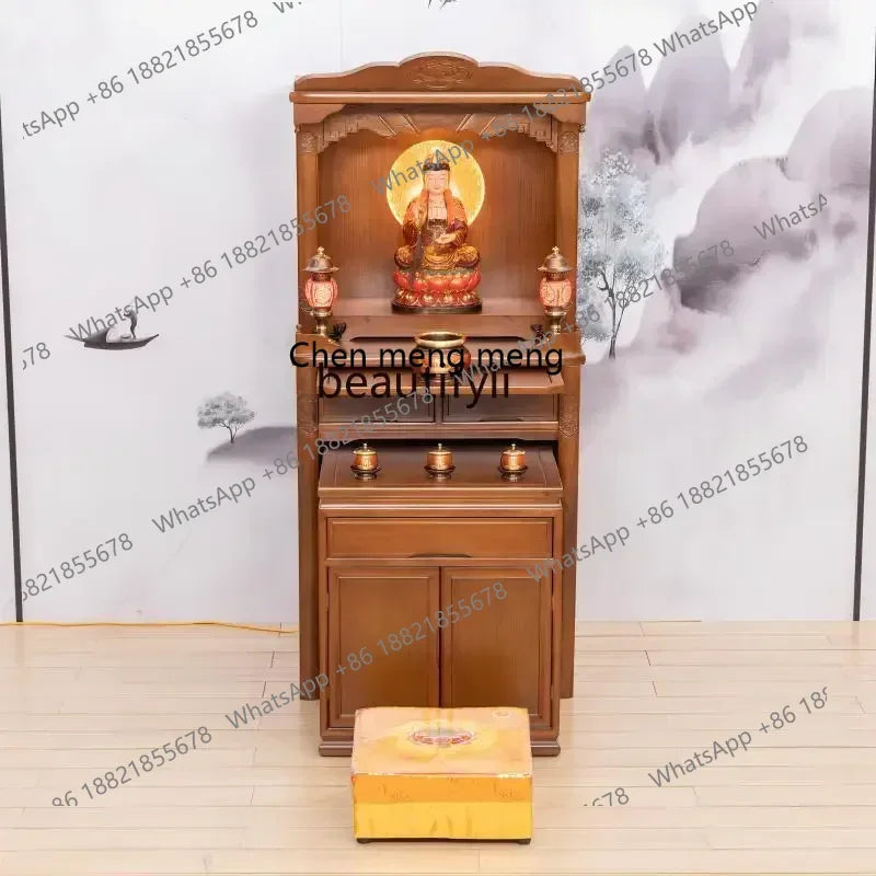 X Household Solid Wood Middle Hall Cabinet Living Room Clothes Closet Buddha Cabinet Altar Buddha Shrine Altar Cabinet