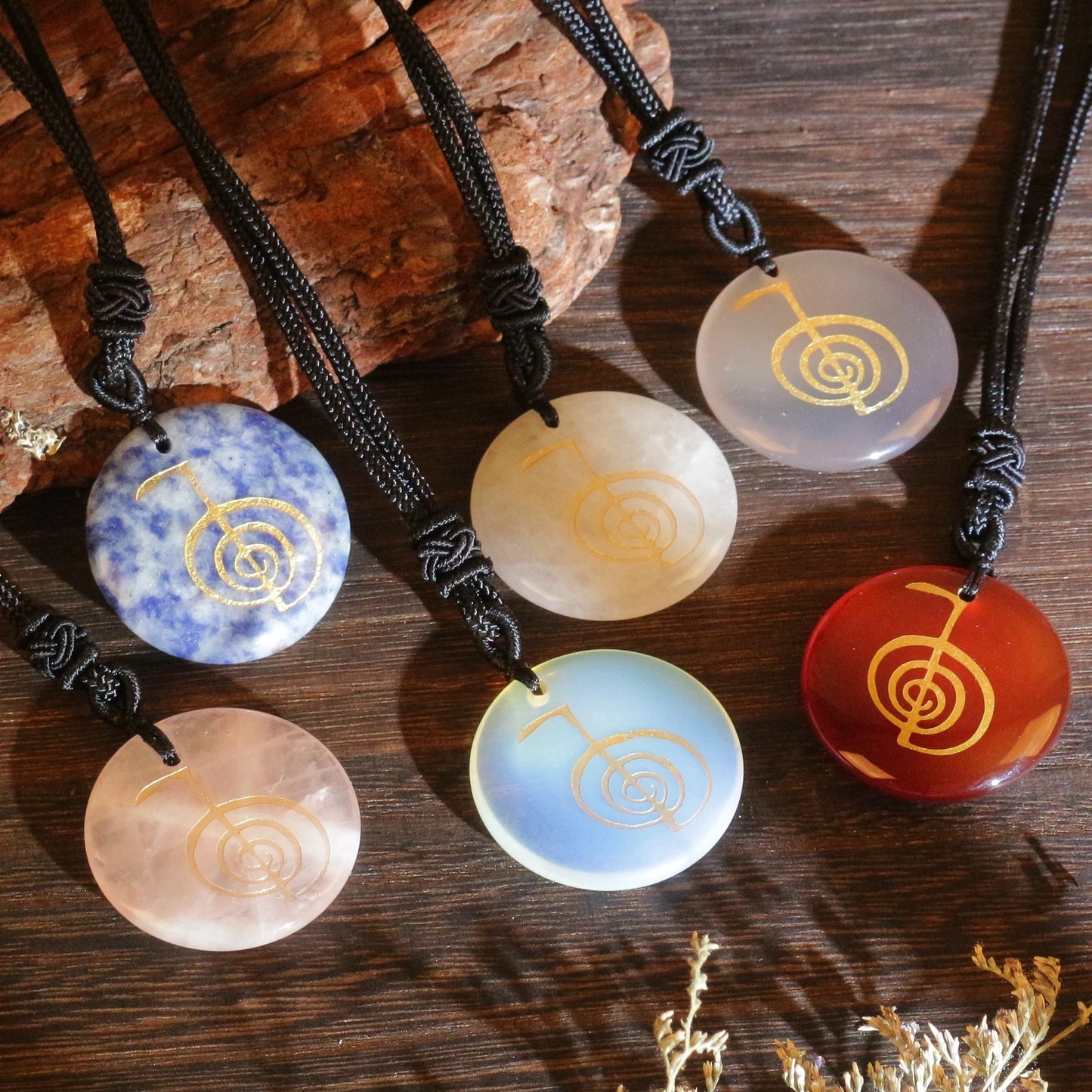 Hot Natural Crystal Quartz Cho Ku Rei Reiki Energy Symbol Pendant Ancient Spiritual Healing Necklaces Pendants Women Man Jewelry