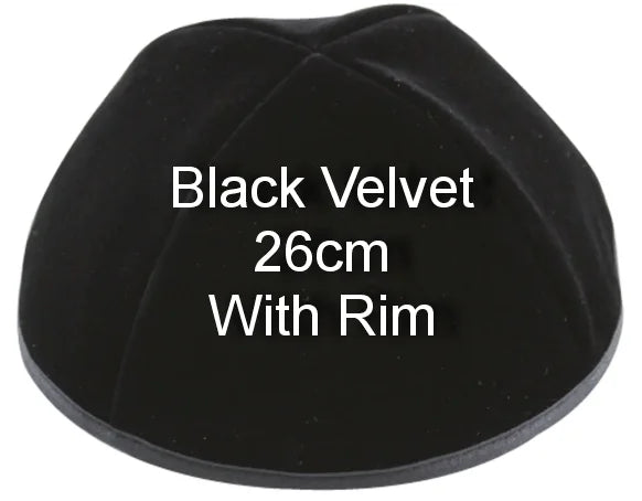 BLACK VELVET JEWISH KIPPAH YARMULKE KIPPOT RIMLESS OR WITH NO RIM