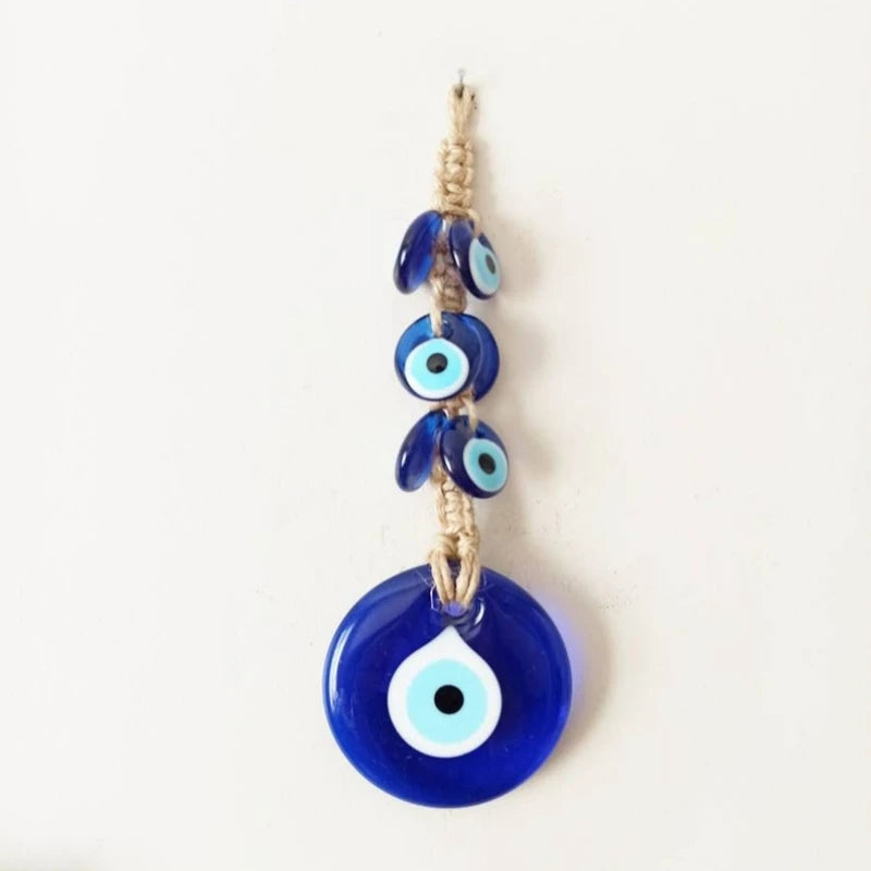 Evil Eye Glass Blue Turkish Evil Eye Pendant Wall Hanging Crystal Beads for Home Decor Living Room Wall Decoration Amulet Gift